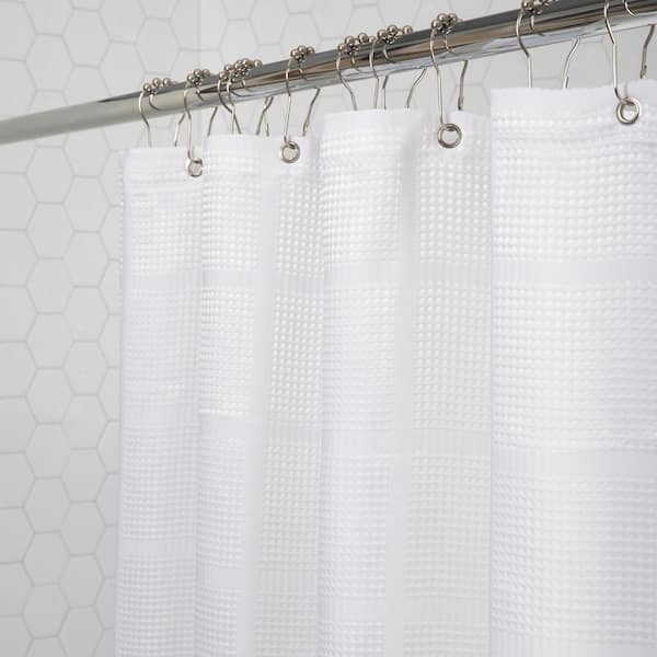 Jacquard Solid Weave White 70 in x 72 in Shower Curtain
