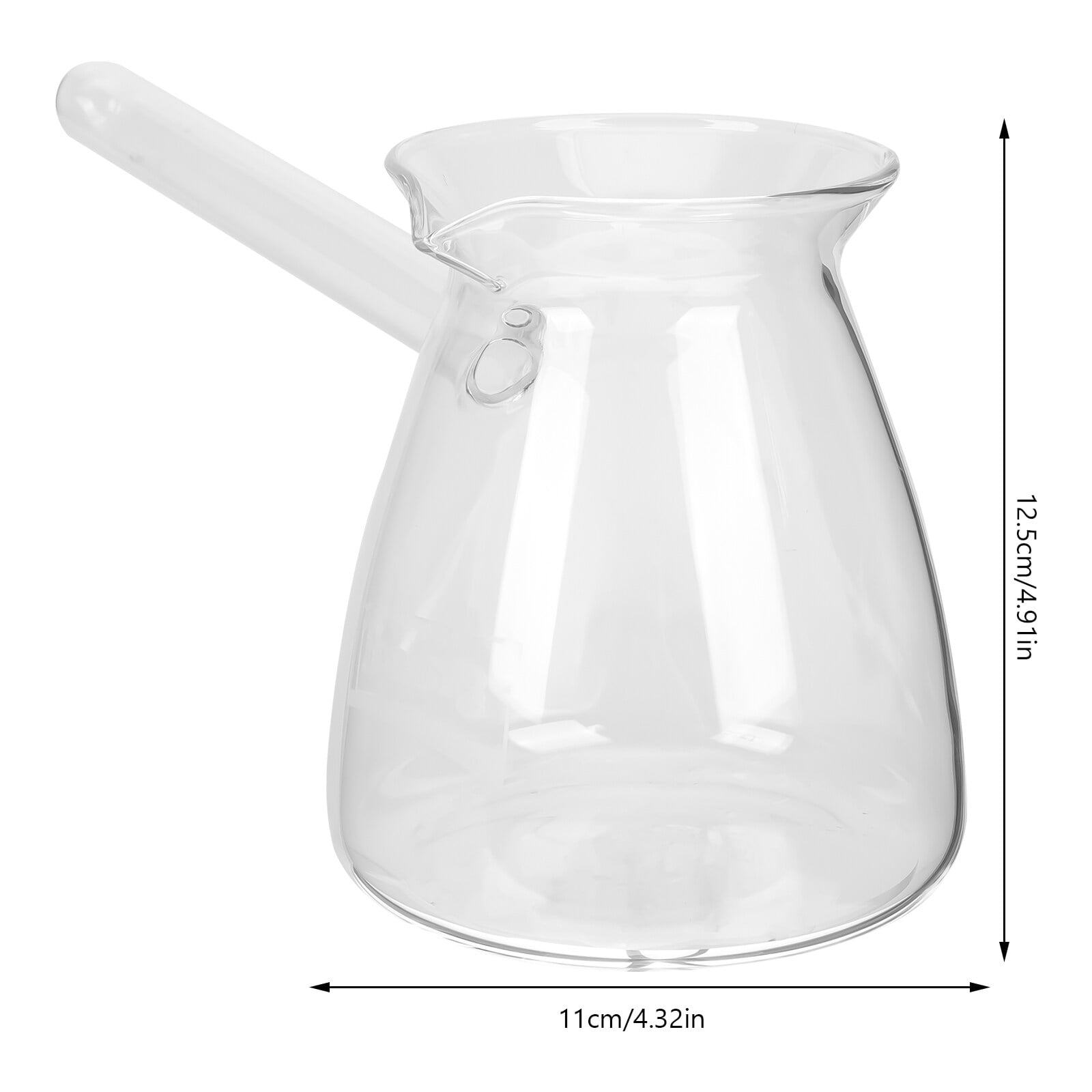 1PC Transparent Turkish Coffee Side Handle Pot Thickened Glass Boiling Pot