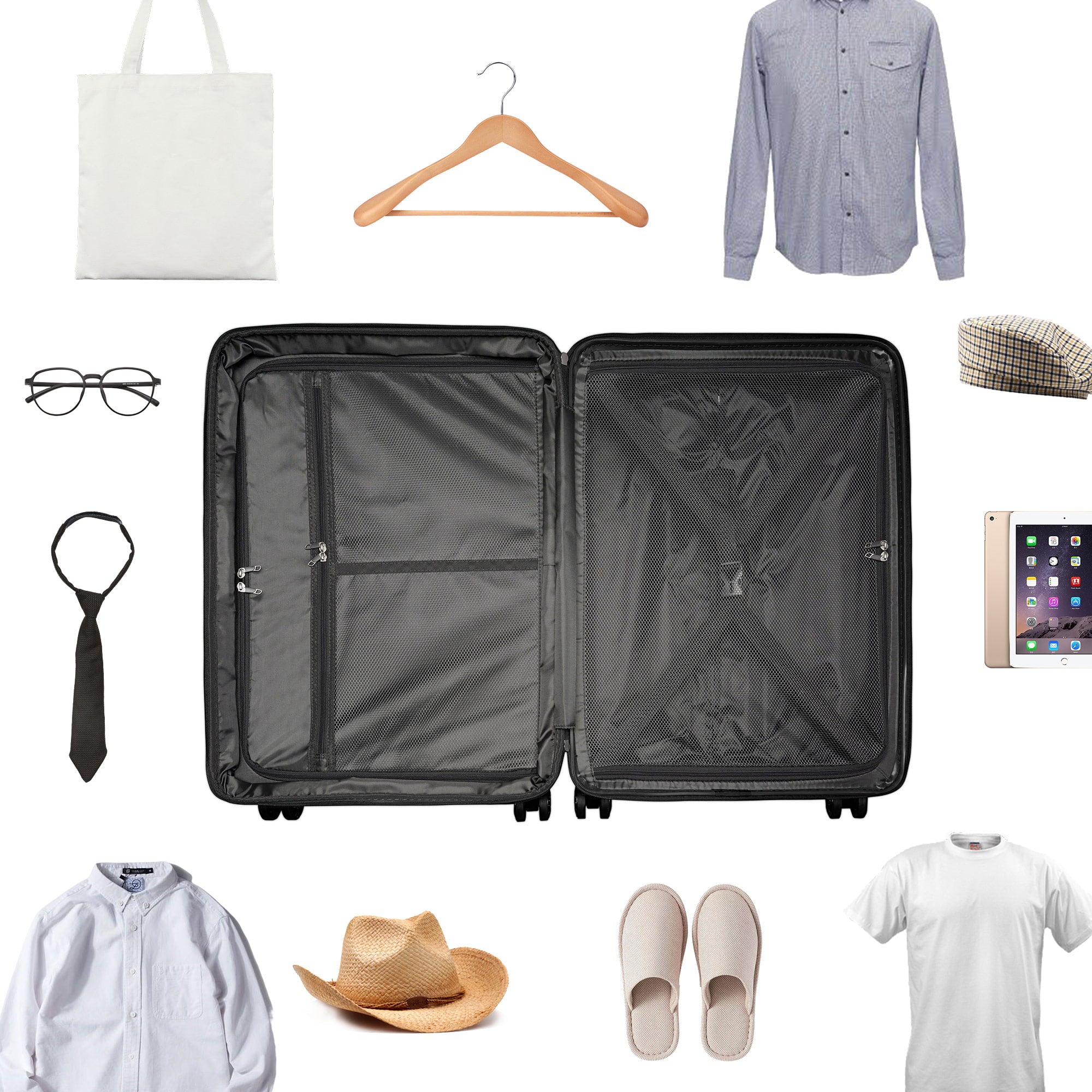 Ginza Travel 3 Piece Hardside Expandable Luggage Sets,PP Hard Luggage with Spinner Wheels,Azure Water