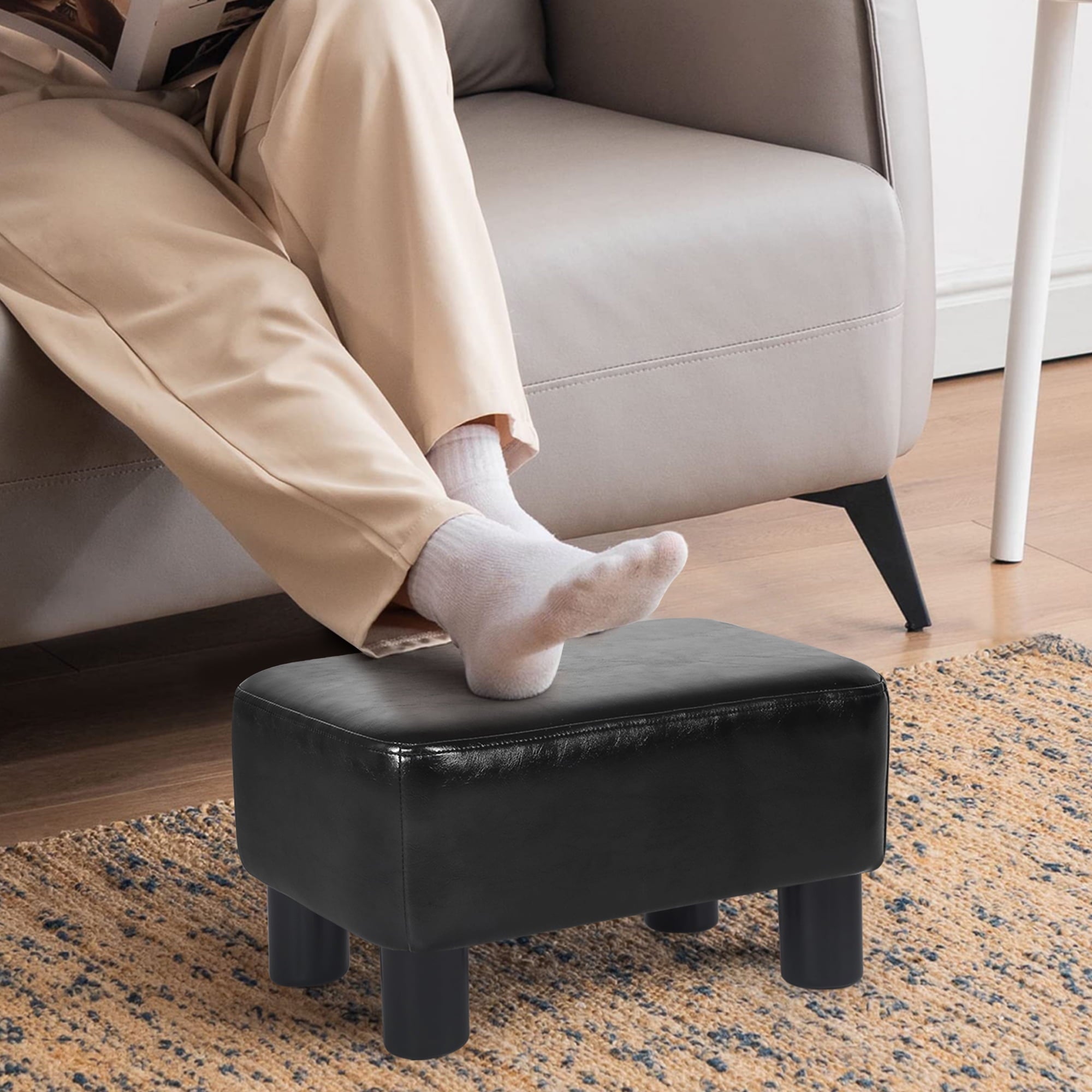 Joveco Small Foot Stool Ottoman,Rectangle Foot Stools with Non-Slip Pads, Footrest for Living Room,Couch