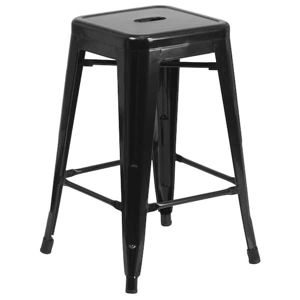 24 in. Black Metal Bar Stool