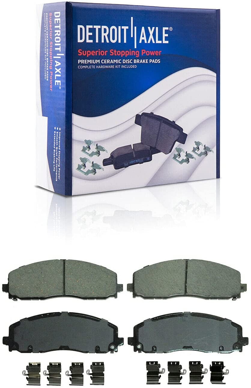 Detroit Axle - Front & Rear Ceramic Brake Pads Replacement for Dodge Grand Caravan Journey Ram C/V VW Routan Chrysler Town & Country - [Models with Dual Piston Calipers]