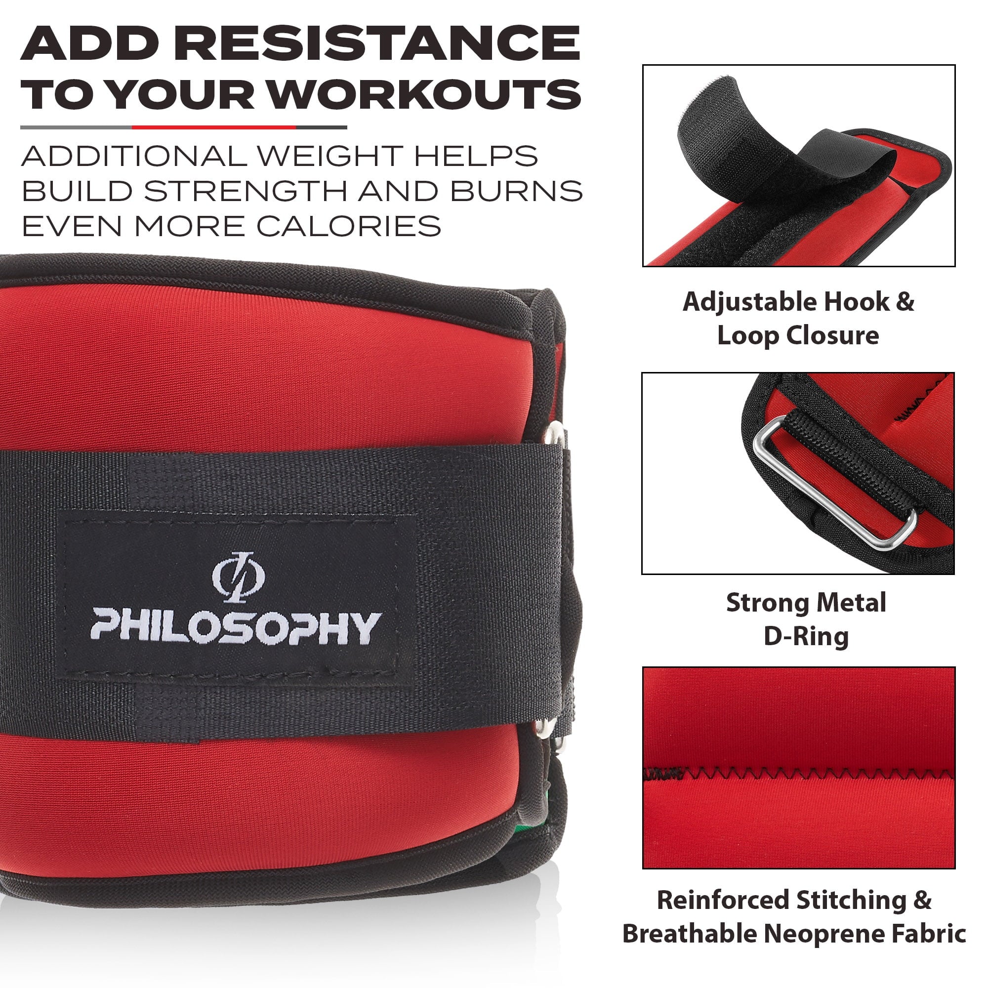 Philosophy Gym Ankle/Wrist Weights, 2pk 5 lb ea, 10 lb Total
