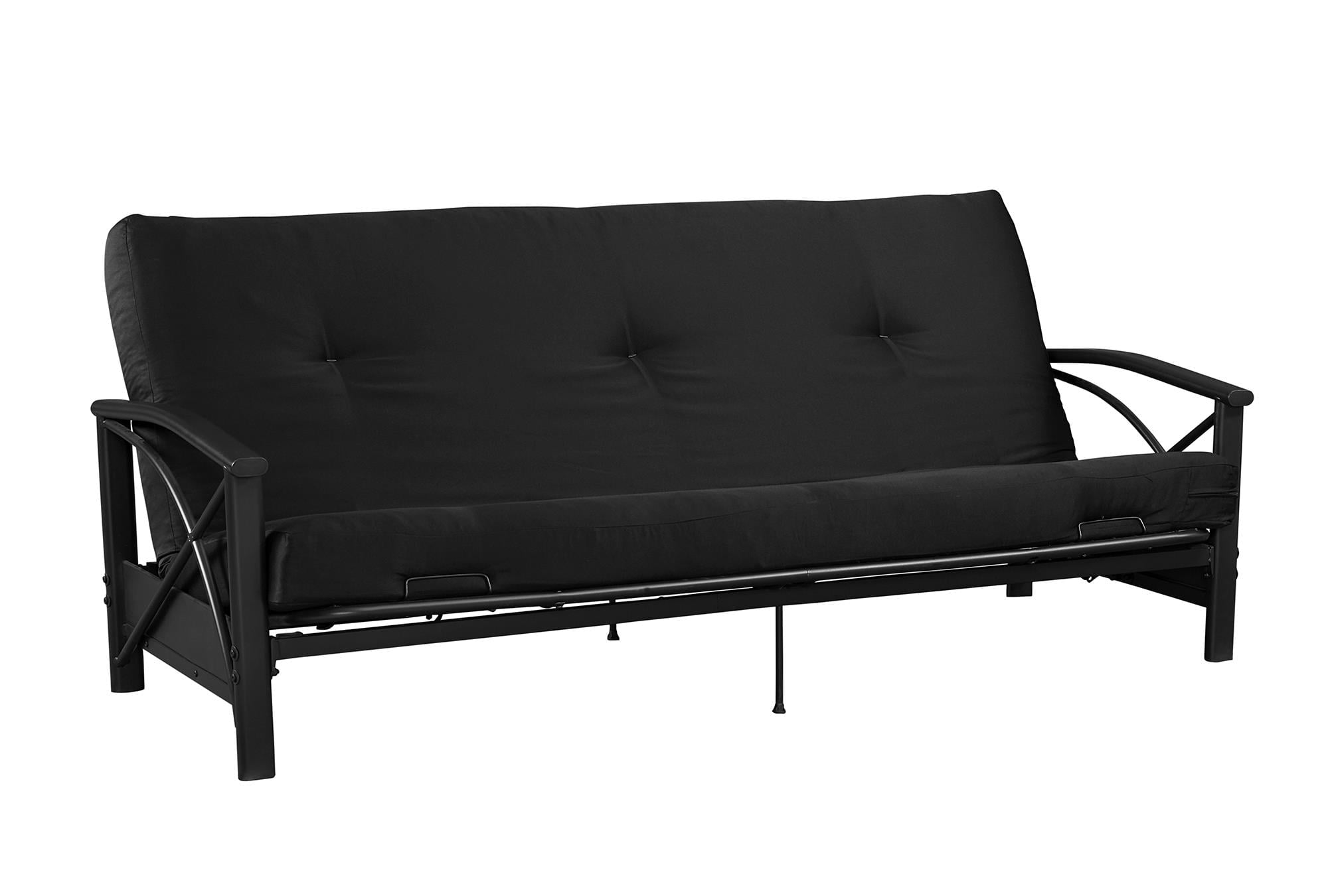Mainstays 6 Inch Futon Mattress with Tufted Cover and Recycled Polyester Fill, Full, Black
