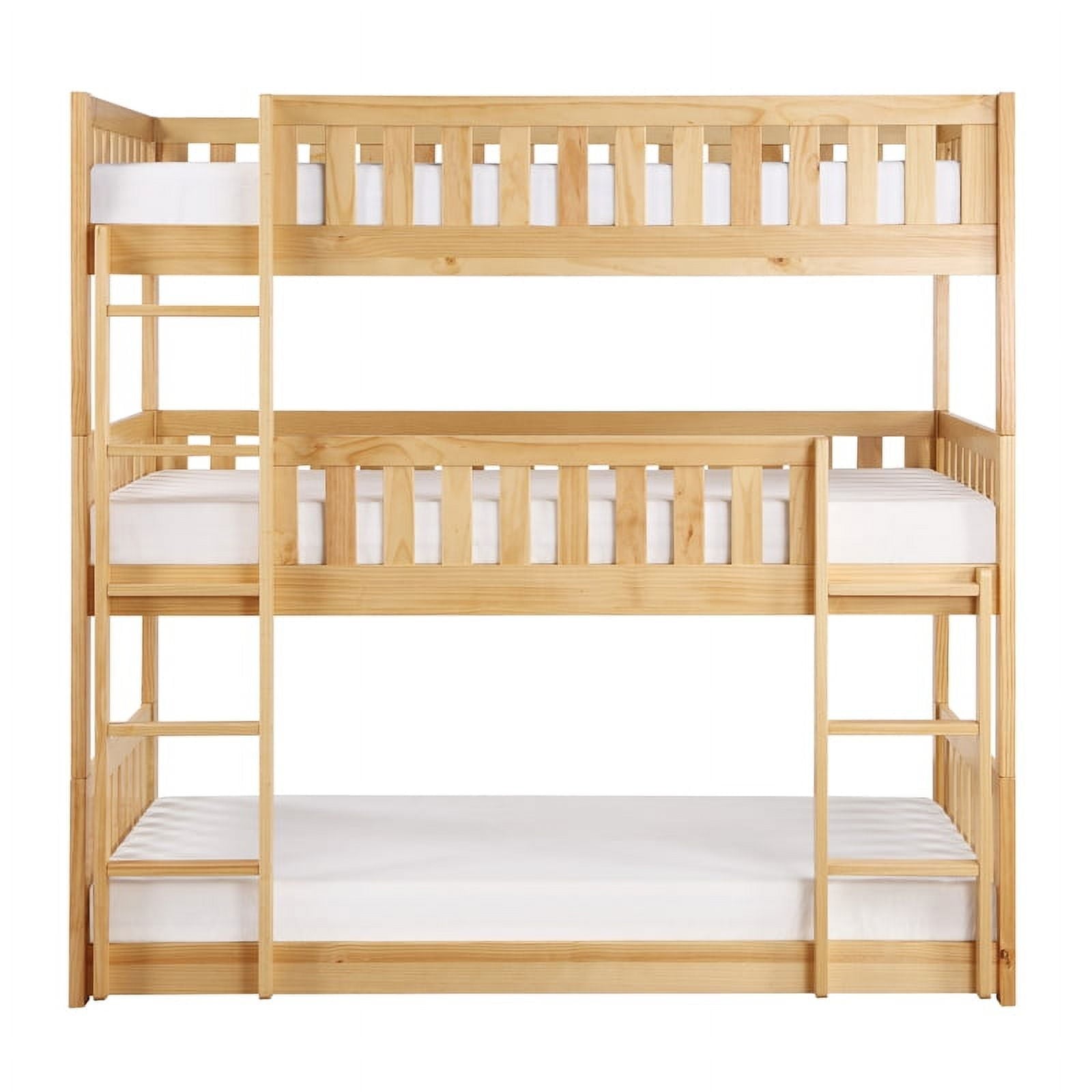 Lexicon Contemporary Wood and MDF Board Triple Bunk Bed in Natural Pine