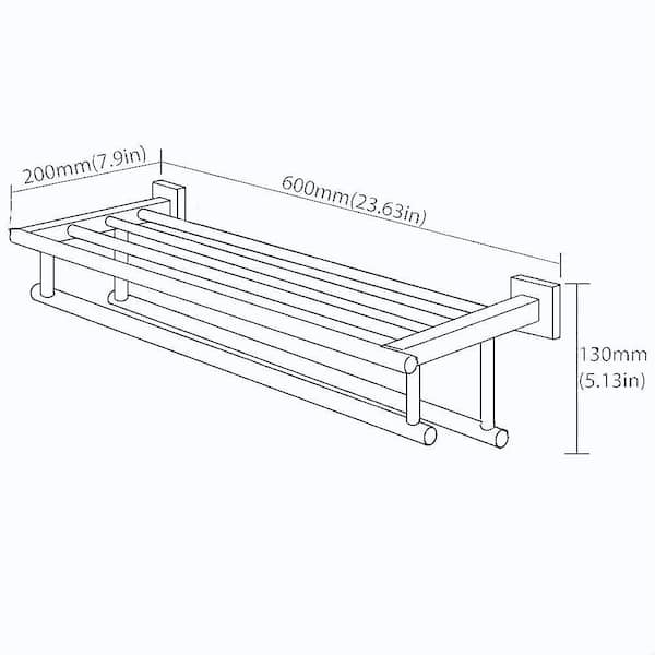 24 in. Wall-Mounted Lavatory 304 Stainless Steel Towel Rack with 2 Towel Bars in Matte Black Finish