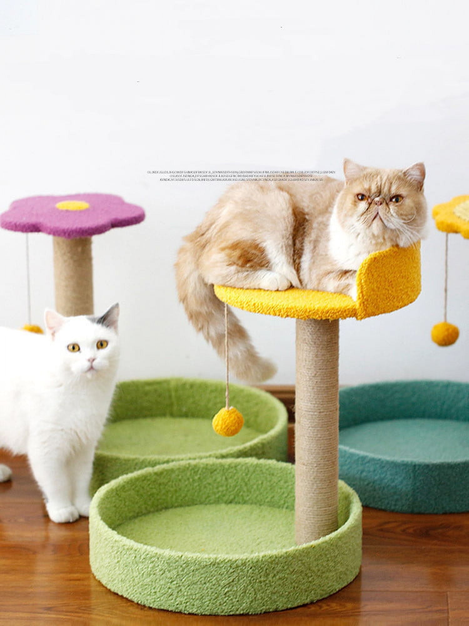 VIVEFOX Cat Scratching Post Cat Toy Grinding Claw Toy Cat Climbing Frame Featuring with Interactive Dangling Ball