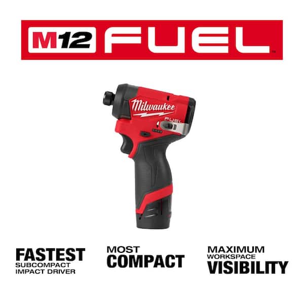 M12 FUEL 12V Lithium-Ion Brushless Cordless 1/4 in. Hex Impact Driver Kit w/Two 2.0Ah Batteries, Charger&Soft Case