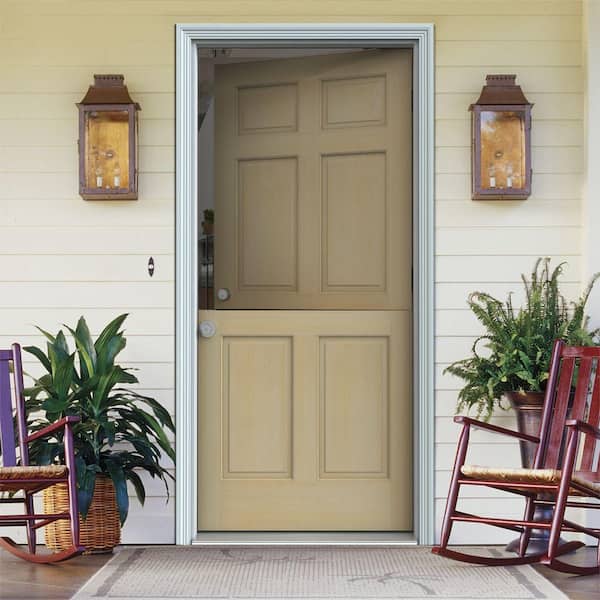 32 in. x 80 in. 6-Panel Unfinished Dutch Right-Hand Inswing Wood Prehung Back Door w/Brickmould