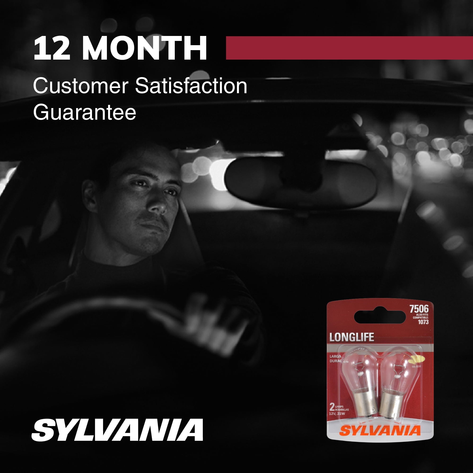 Sylvania 7506 Long Life Automotive Mini Bulb, Pack of 2.
