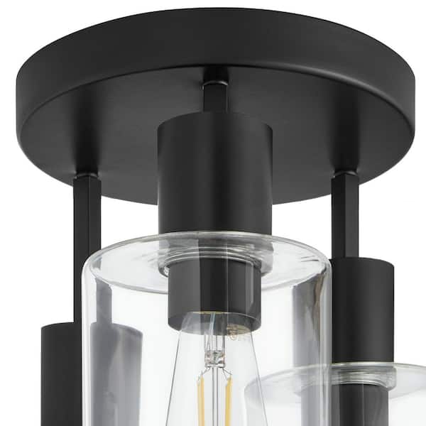 Sutton Place 14 in. 3-Light Matte Black Flush Mount, Farmhouse Ceiling Light