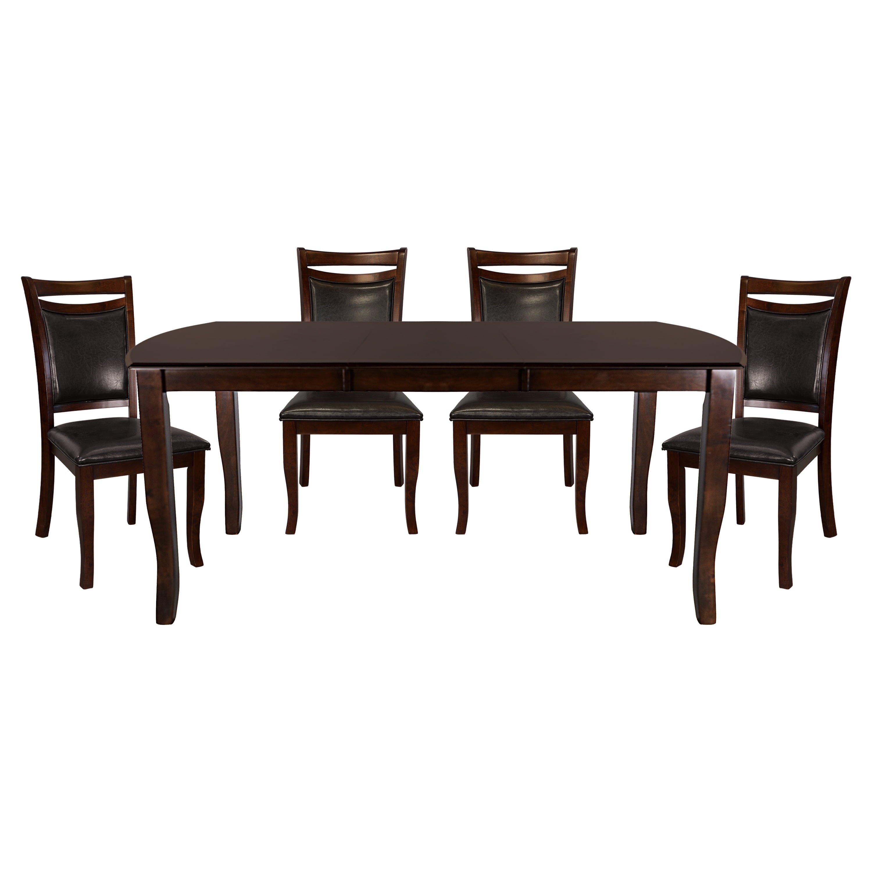 Stylish Dark Cherry Finish Dining 5pc Set Table with Extension Leaf 4 Side Chairs Simple Design Dining Room Furniture