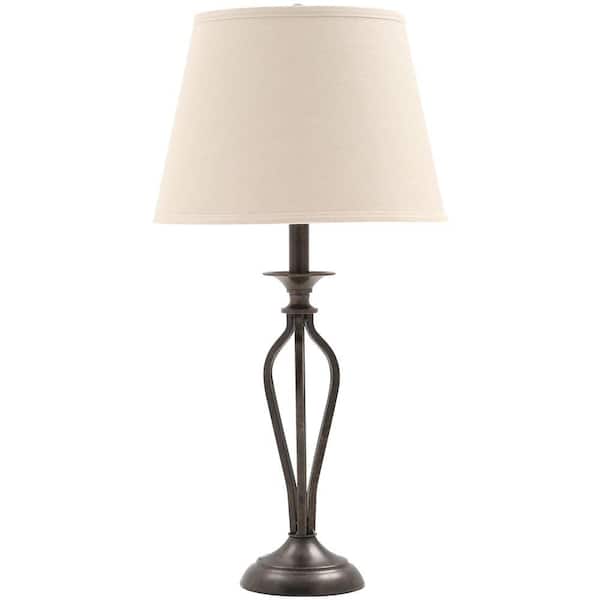 Rhodes 28 in. Bronze Table Lamp with Natural Linen Shade