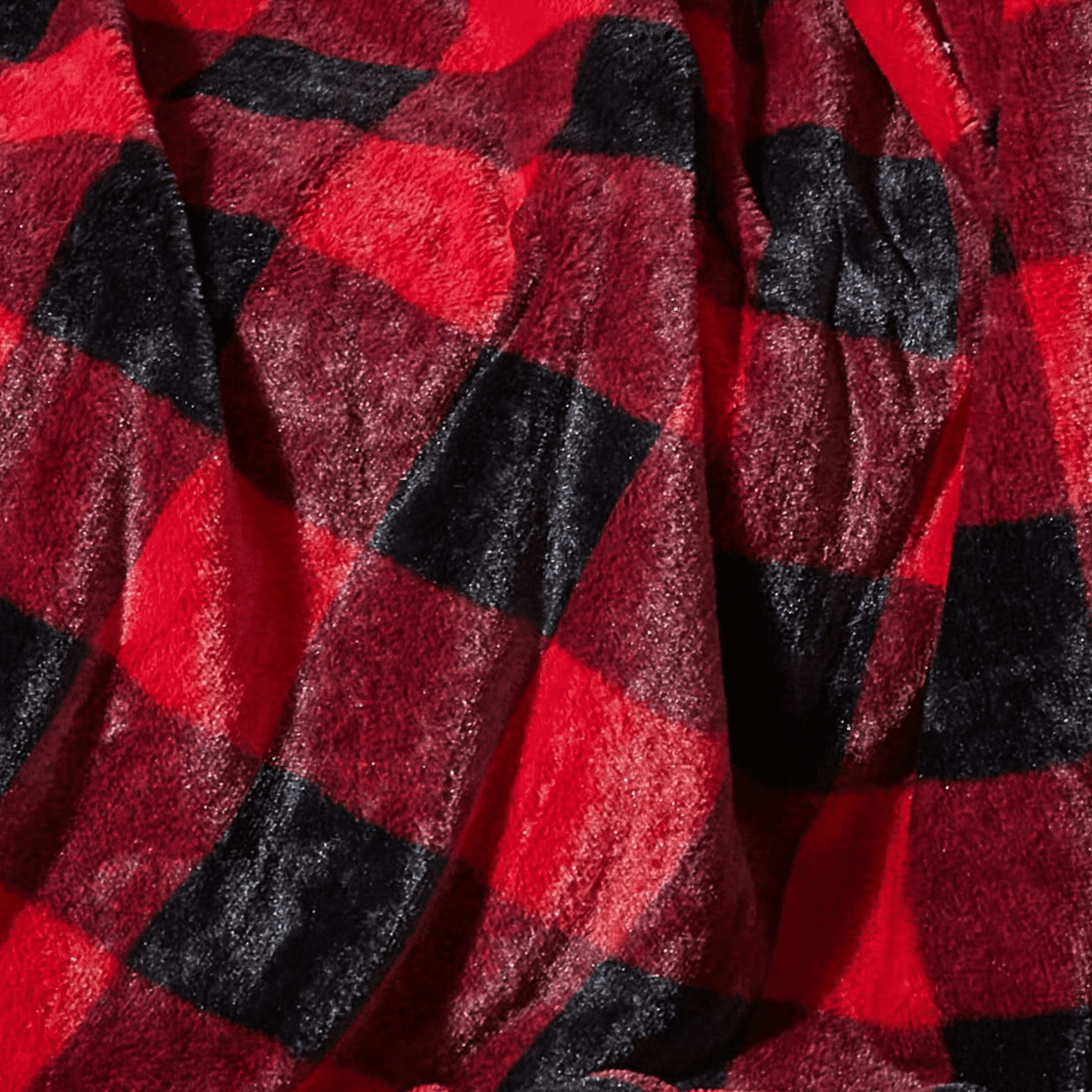 Dearfoams Reverse Sherpa Throw Blanket, Red Buffalo Check, Standard Throw