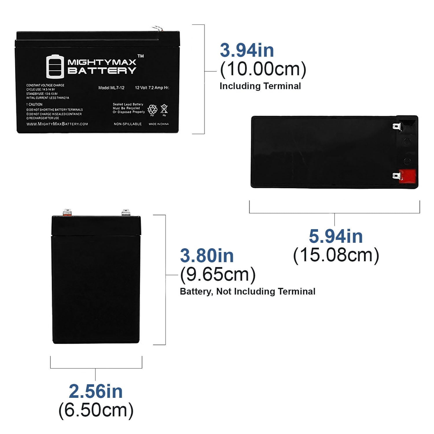 12 Volt 7ah Rechargeable Battery with F1 (.187