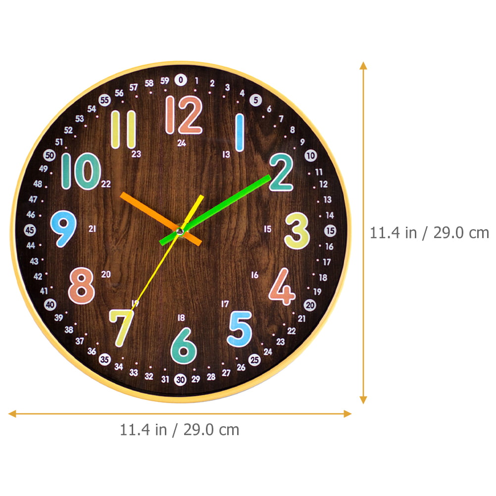 HOMEMAXS Kids Bedroom Wall Clock Simple Mute Wooden Clock Round Wall Decor Precise Wall Clock