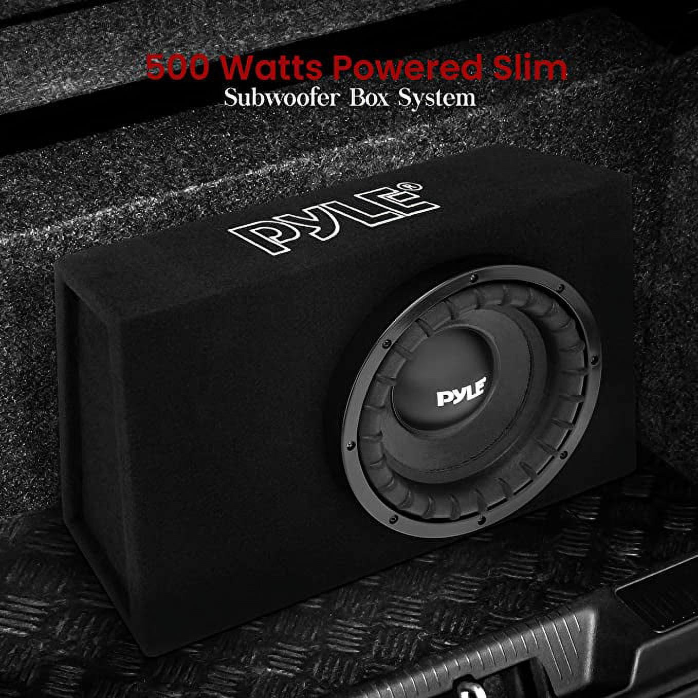 Pyle Slim Subwoofer Box System 500 Watts High Powered 10-inch Woofers with a Non-Pressed Paper Cone