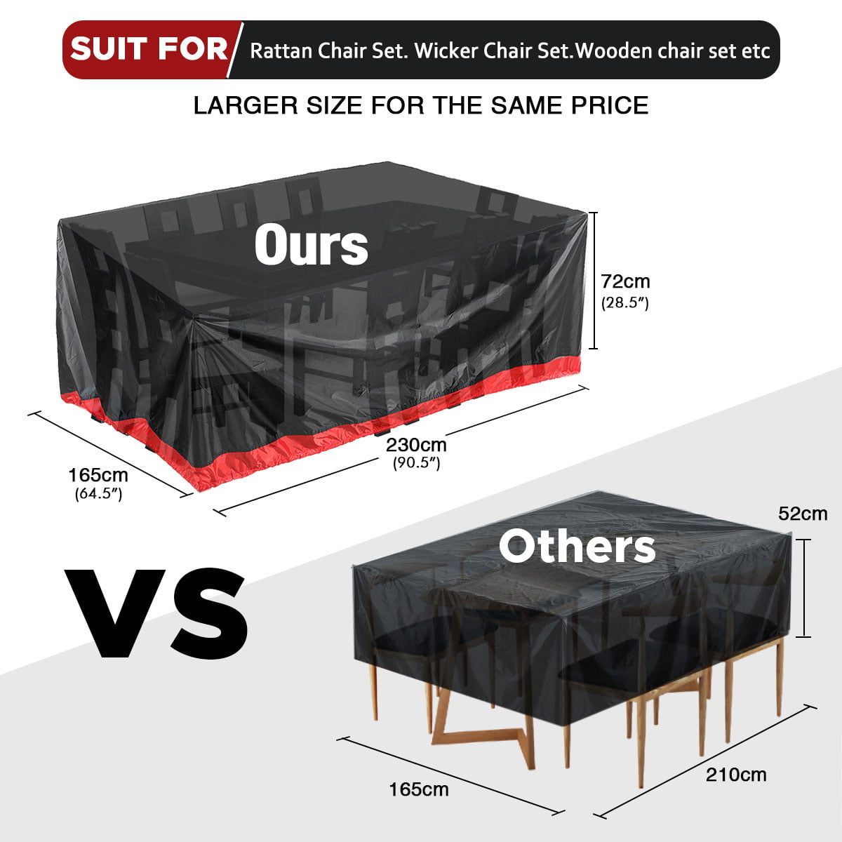 Patio Furniture Covers 90x64x28 inches Outdoor Furniture Covers Oxford Polyester Patio Tables and Chairs Covers Waterproof Extra Large  Fits for 6-8 Seats