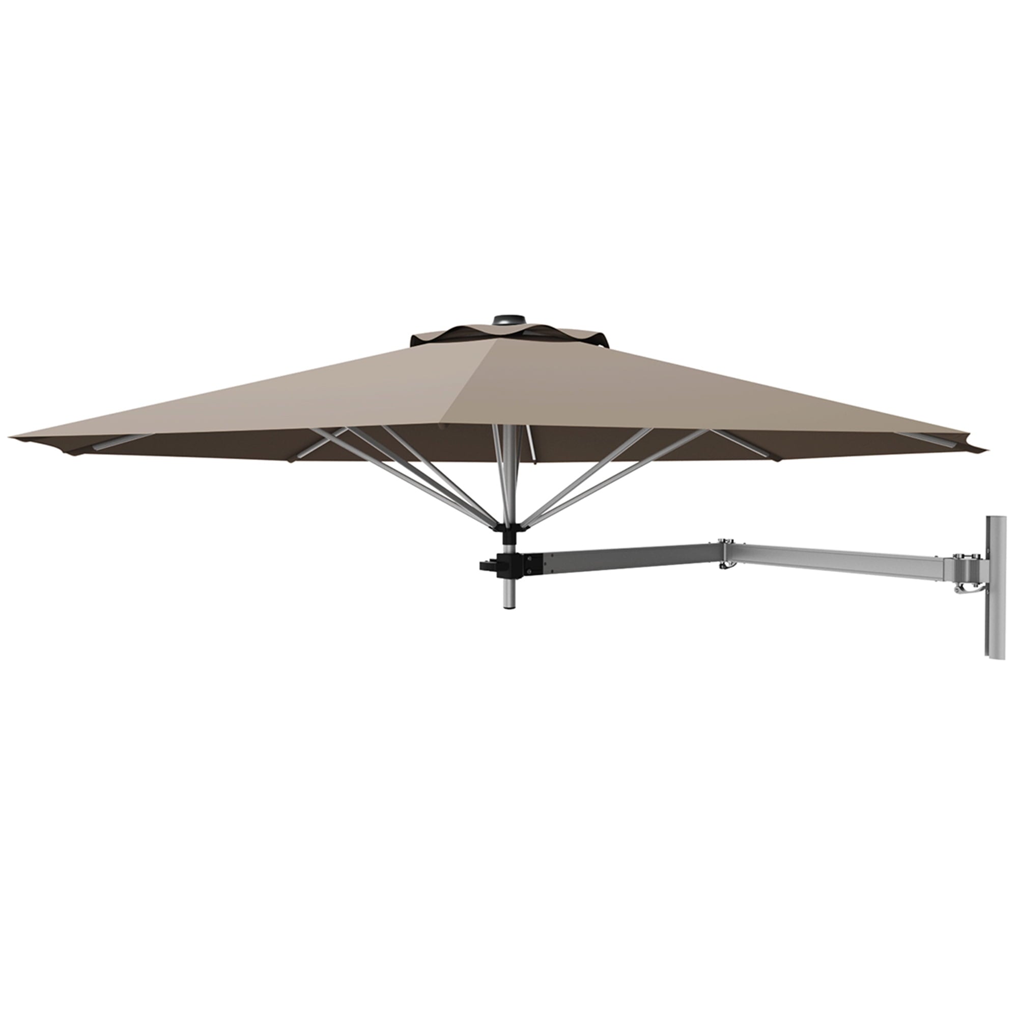 Gymax 8FT Patio Wall Mounted Cantilever Umbrella Parsol w/ Adjustable Pole Tan