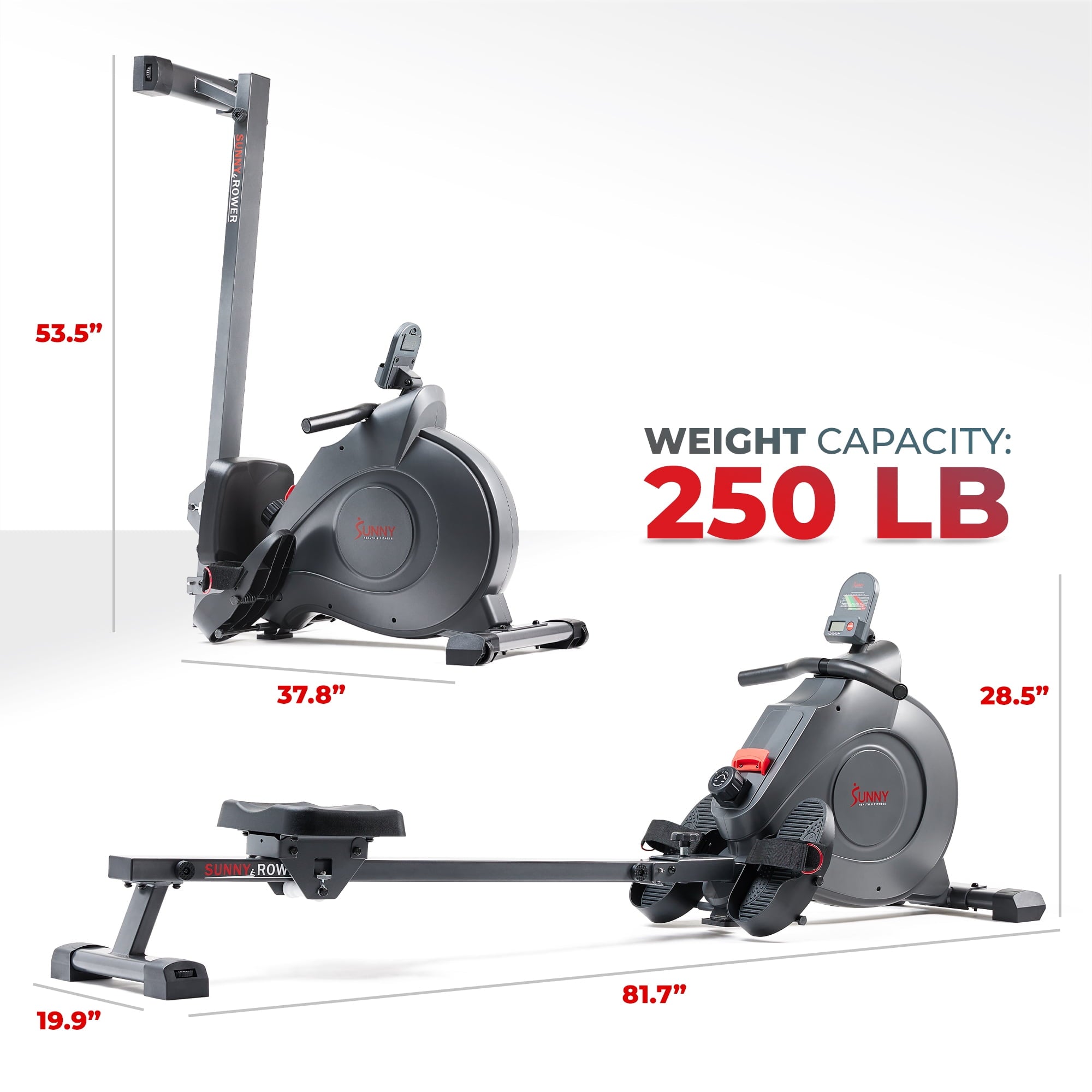 Sunny Health & Fitness SMART Magnetic Rowing Machine with Bluetooth Connectivity - SF-RW522016