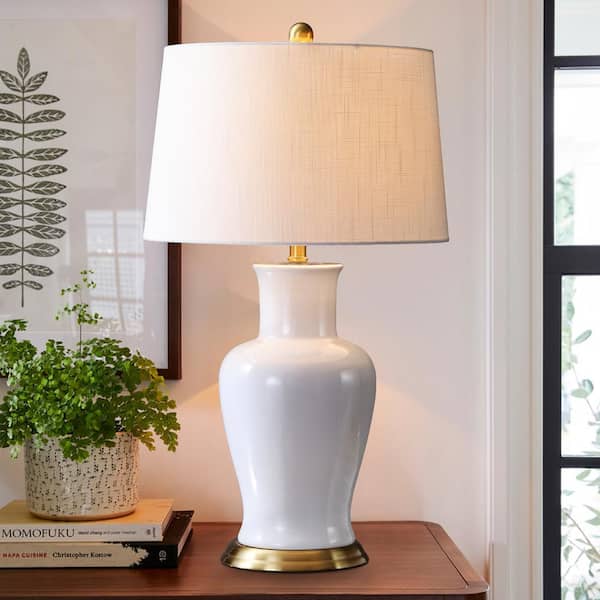 Julian 29 in. White/Gold Ceramic Table Lamp