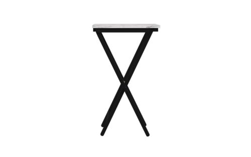 5-piece Faux Marble Folding TV Tray Snack Side Table Set Living Home Room White