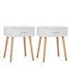 Sesslife Night Stand Set of 2, Solid Wood Legs Furniture Bedside Table, Modern End Side Table with a Drawer, Versatile Nightstand, Side Table for Home & Office, Gray+White