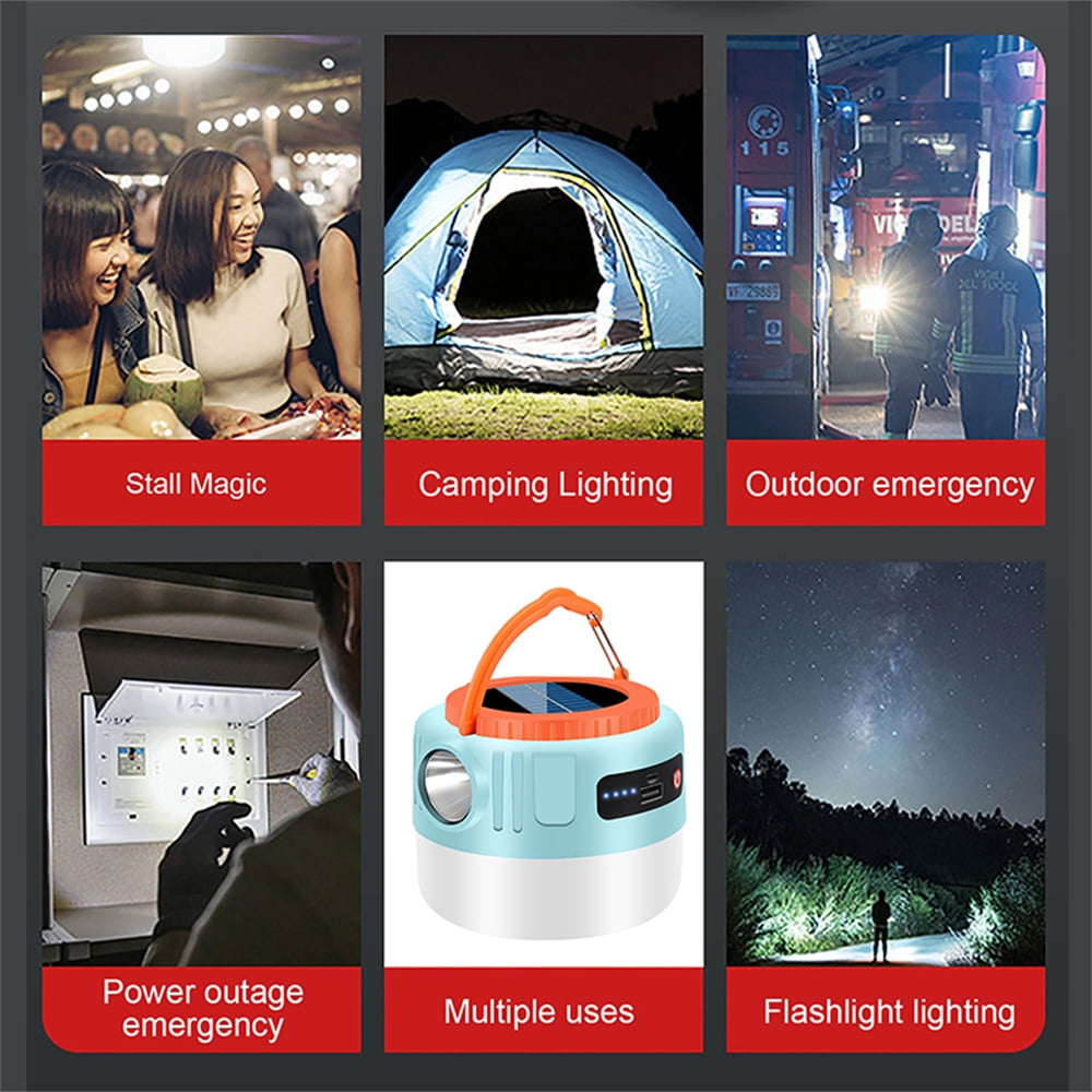 eYotto Solar LED Camping Light, Hiking LED Lamp with Flashlight, USB Rechargeable Outdoor Camping Tent Lantern, Solar Spotlight Flashlight for Outdoor Camping Garden Tent Hiking Climbing