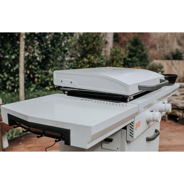 26 in. 2-Burner Propane Flat Top Grill / Griddle in Chalk Finish with Enclosed Cart and Hood