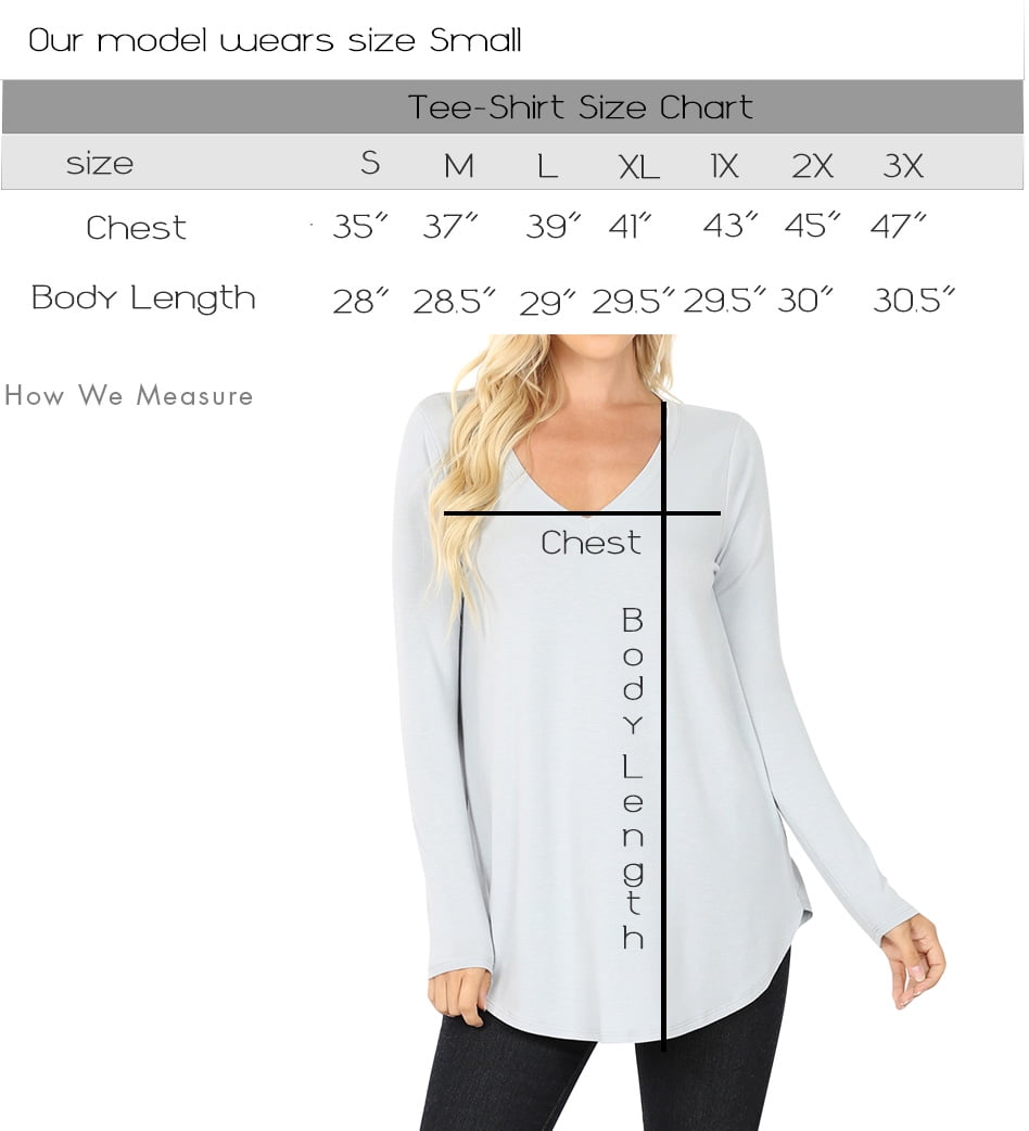 Zenana Women & Plus Relaxed Fit Long Sleeve V-Neck Round Hem Jersey Tee Shirt Top