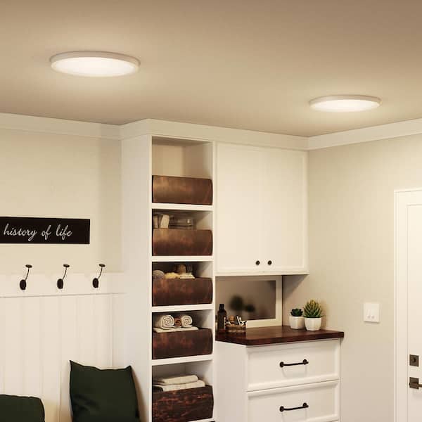 Outskirts 15 in. White Lustre LED Flush Mount