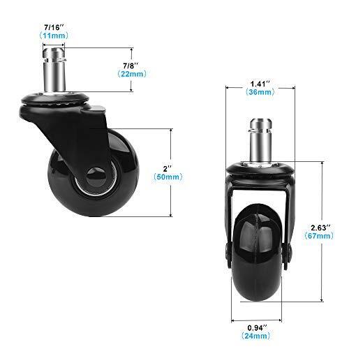 Replacement Chair Caster Wheels 2'', Heavy Duty Wheels with Plug-in Stem 7/16...