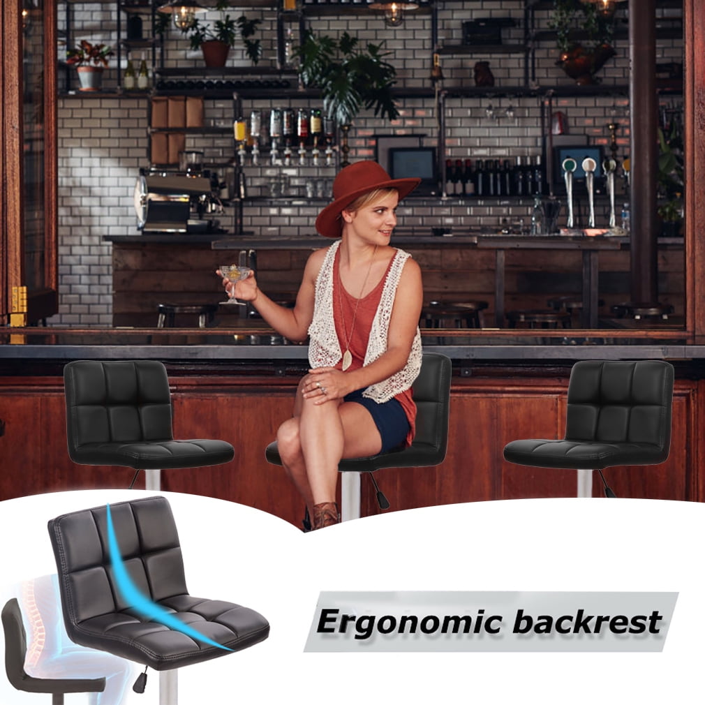 FDW Bar Stool with Swivel & Adjustable Height, Black, Set of 2