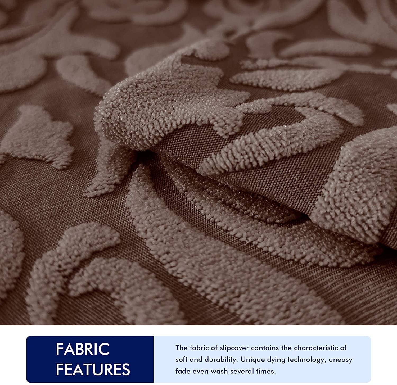 Subtrex Stretch 2-Piece Jacquard Damask Armchair Slipcover, Brown