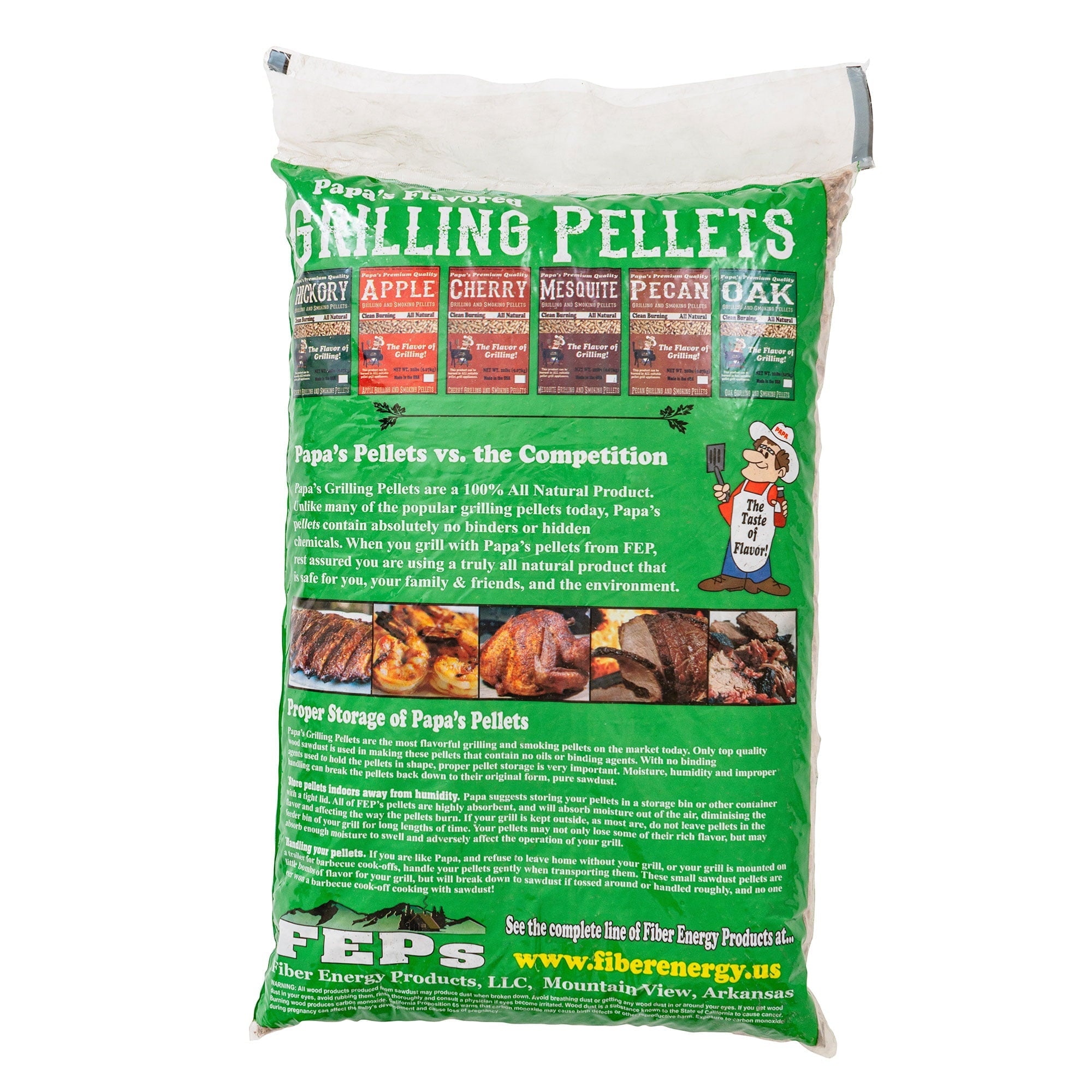 Papa's Premium Hardwood Blend Grill and Smoker Wood Pellets, Oak, 20 Pounds