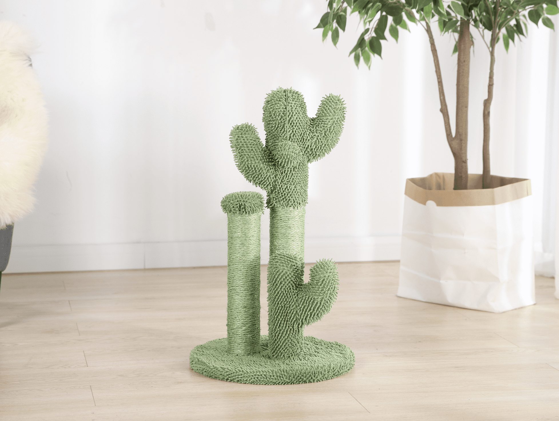Vibrant Life Cactus Cat Scractching Post with Toy Ball,Green