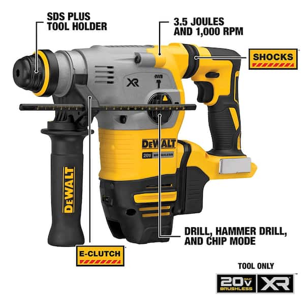 20V MAX XR Cordless Brushless 1-1/8 in. SDS Plus L-Shape Rotary Hammer (Tool Only)