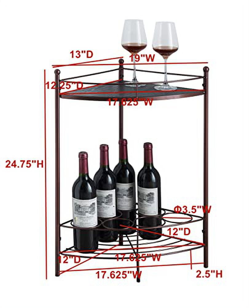 Kings Brand Furniture - Corner Side End Table with 7-Bottle Wine Storage Rack, Bronze