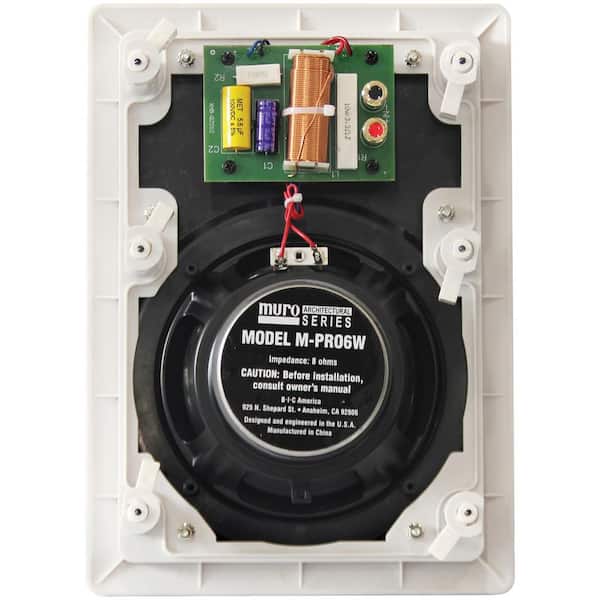 150W 6.5 in. Weather-Resistant In-Wall Speakers with Pivoting Tweeters- Metal and Cloth Grills