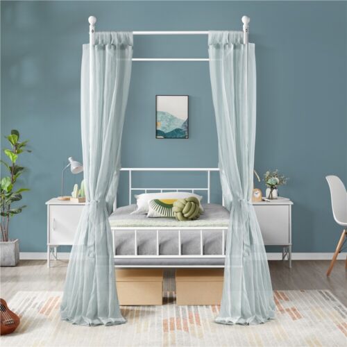 Metal Canopy Bed Frame With Headboard/Foot<wbr/>board Four-poster Bed Twin/Full/Quee<wbr/>n