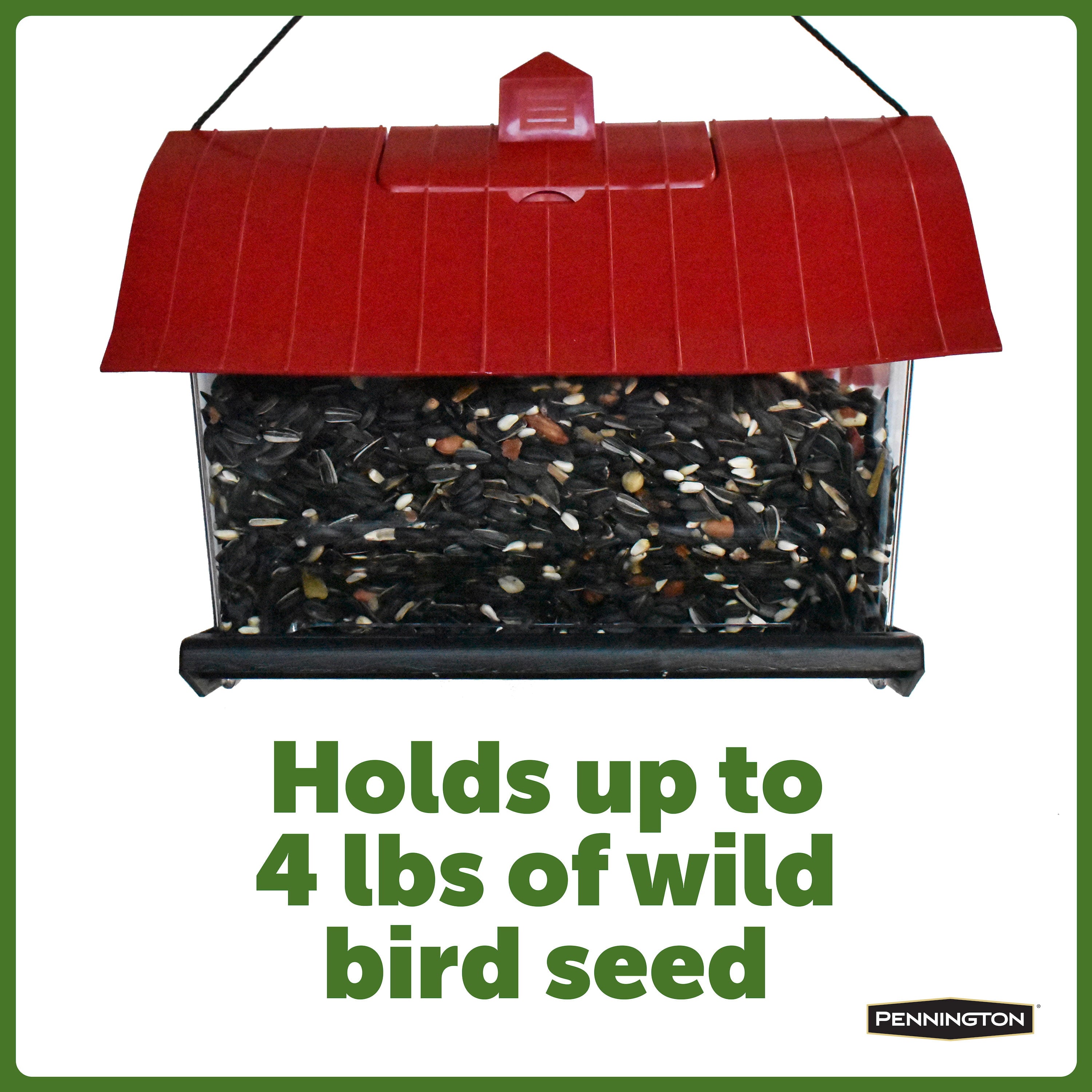 Pennington Red Resin Barn Wild Bird Feeder, 4.5 lb. Capacity