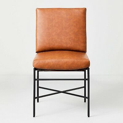 Faux Leather & Metal Dining Chair Black/Brown - Hearth & Hand with Magnolia
