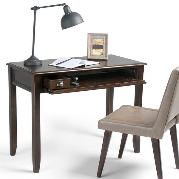 Burlington Solid Wood Transitional 42 in. Wide Writing Office Desk in Mahogany Brown