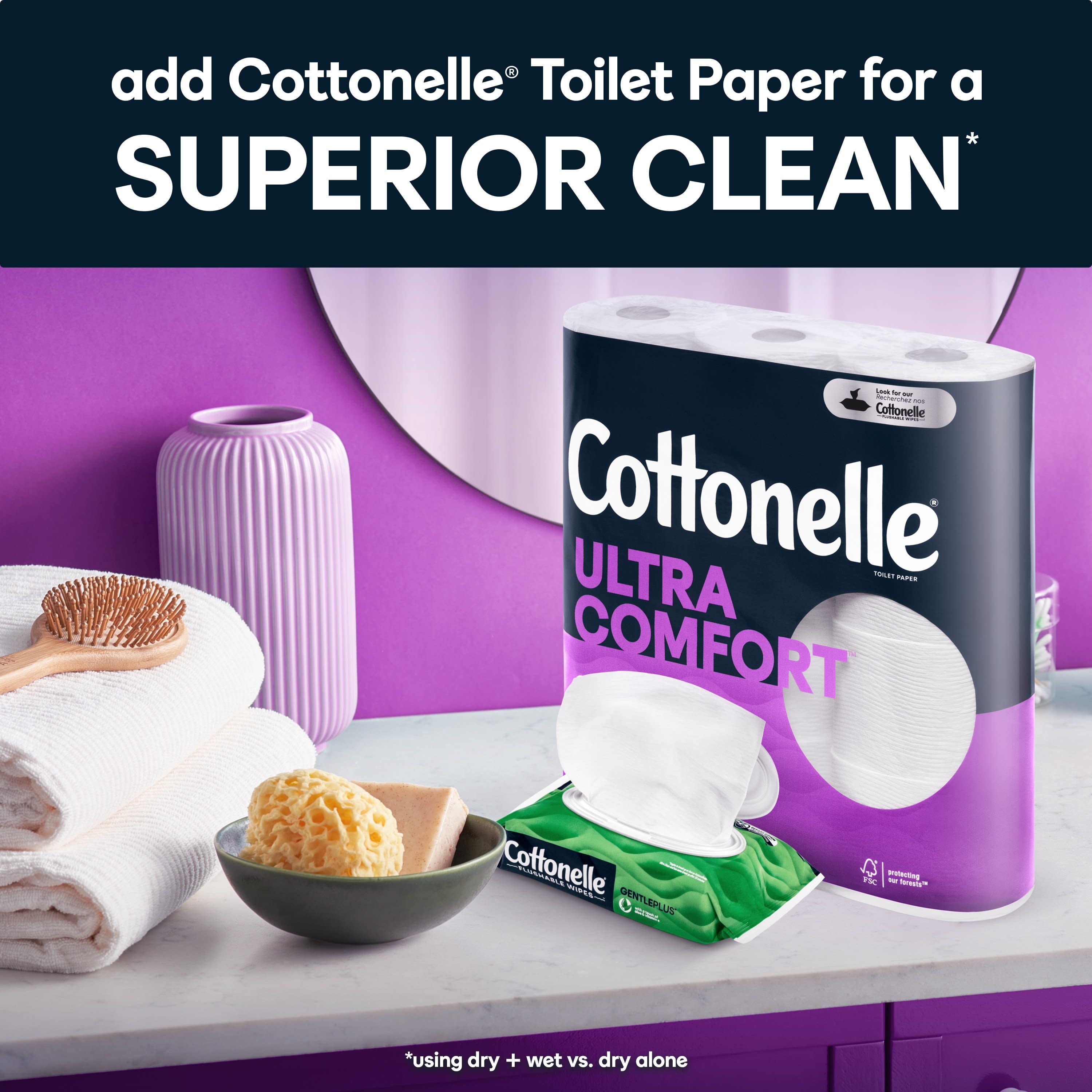Cottonelle GentlePlus Flushable Wipes, 2 Flip-Top Packs, 42 Wipes per Pack (84 Total)