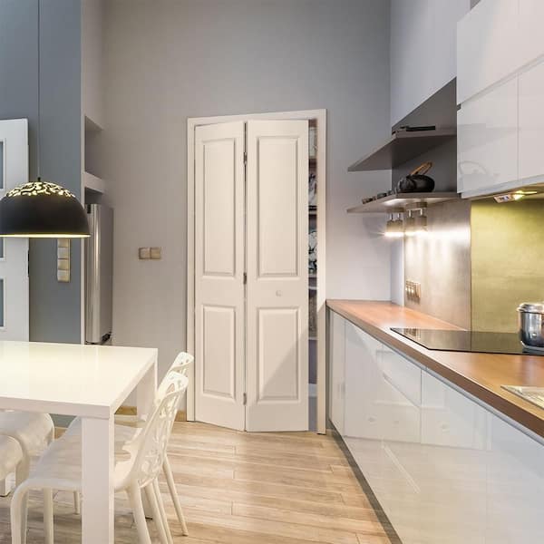 24 in. x 80 in. 2 Panel Square Top Primed White Hollow-Core Composite Bi-fold Interior Door