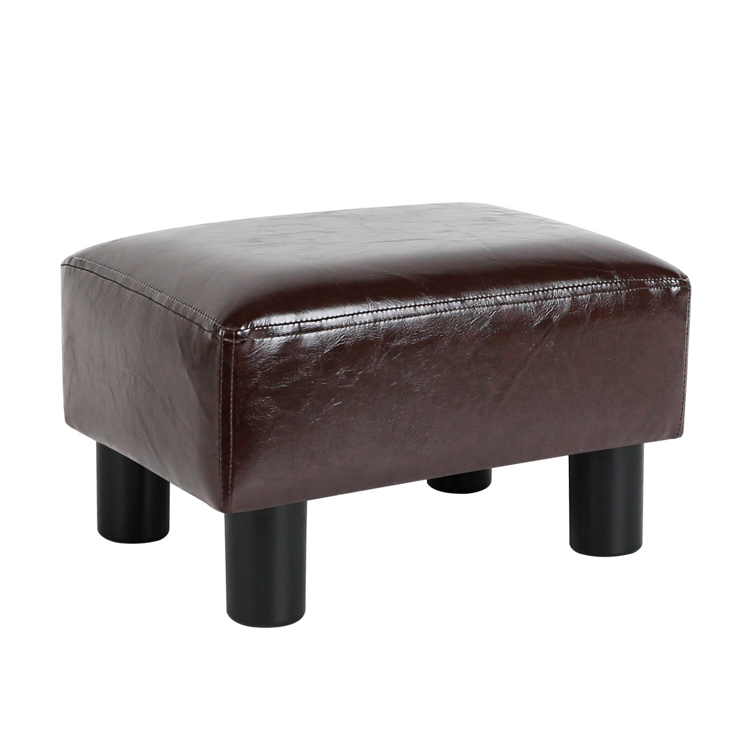 Modern Small Faux PU Leather Footstool Ottoman Footrest Stool Seat Chair Foot Stool,Brown-A