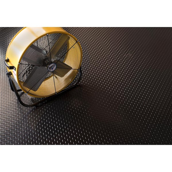 Diamond Tread 5 ft. x 10 ft. Midnight Black Commercial Grade Vinyl Garage Flooring Cover and Protector