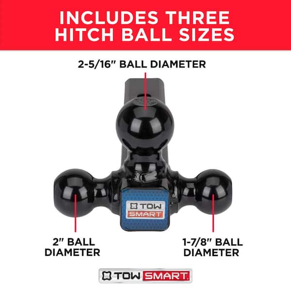 Class 3 Up to 10,000 lb. 1-7/8 in., 2 in, and 2-5/16 in. Ball Diameters TriBall Adjustable Trailer Hitch Ball Mount