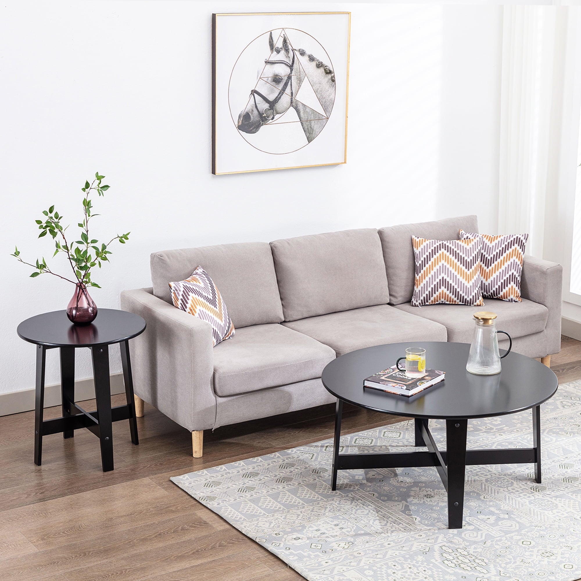 Mainstays Round Wood Coffee Table, Black