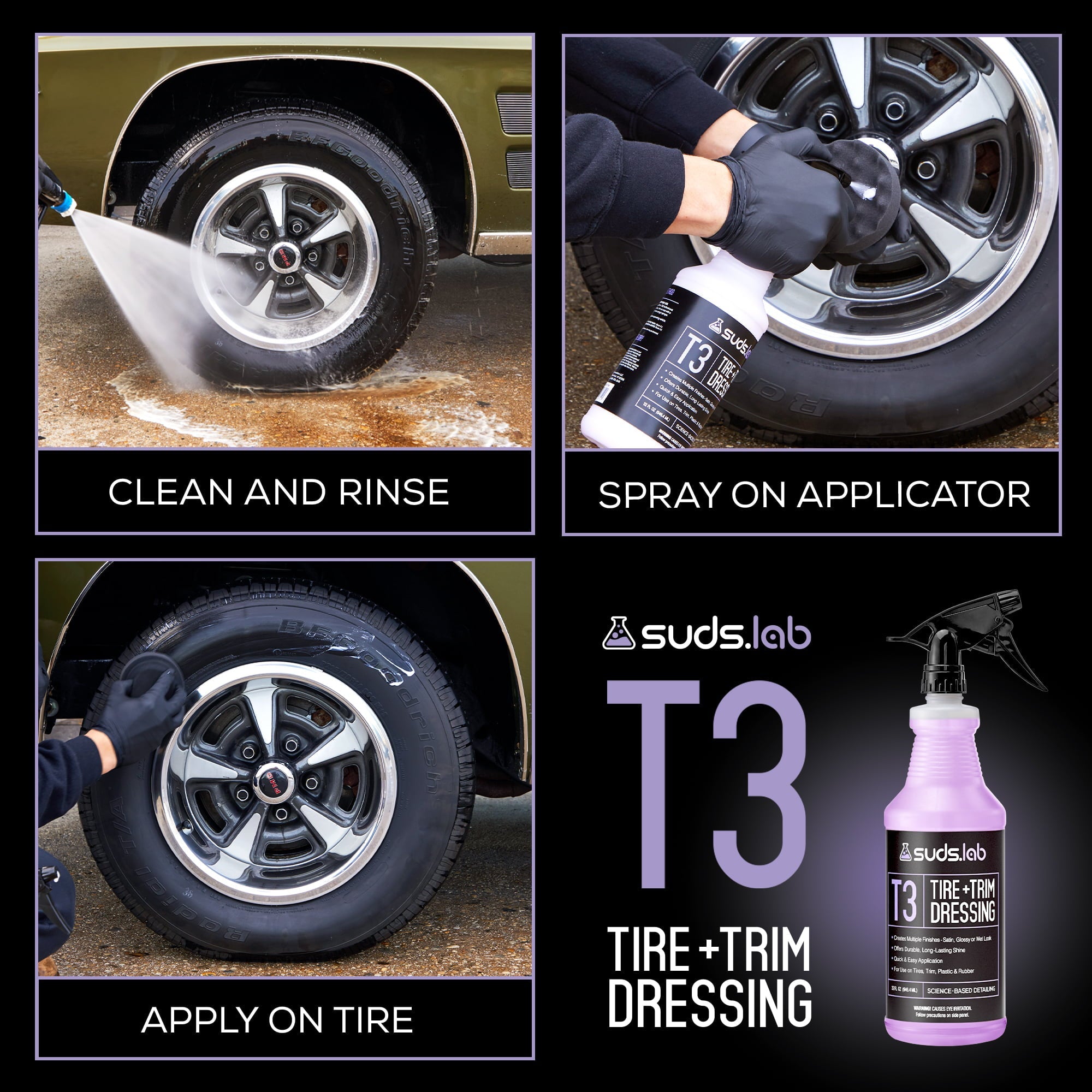 Suds Lab T3 Tire and Trim Automotive Dressing 32 oz